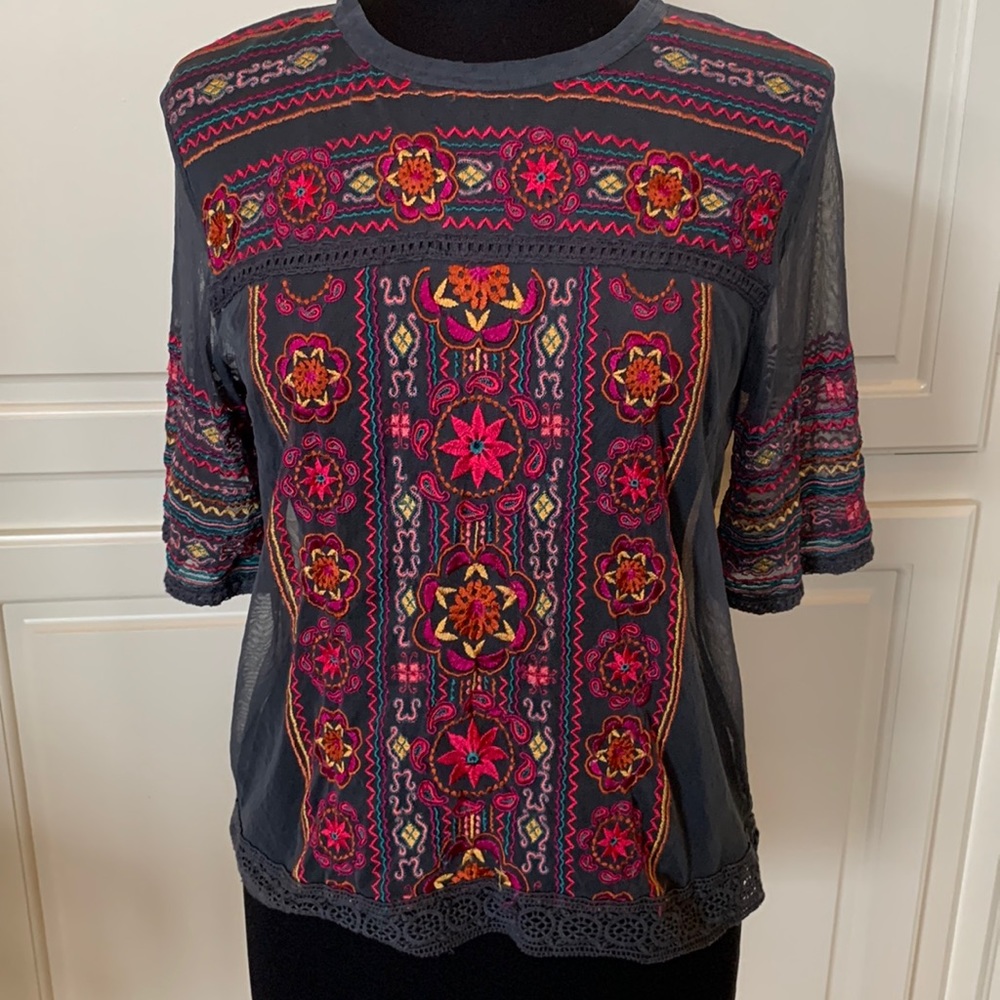 Odd Molly Sheer Embroidered Blouse